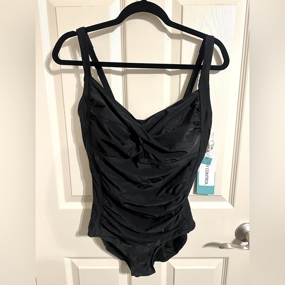 Classic Black Ruched One Piece Swimsuit